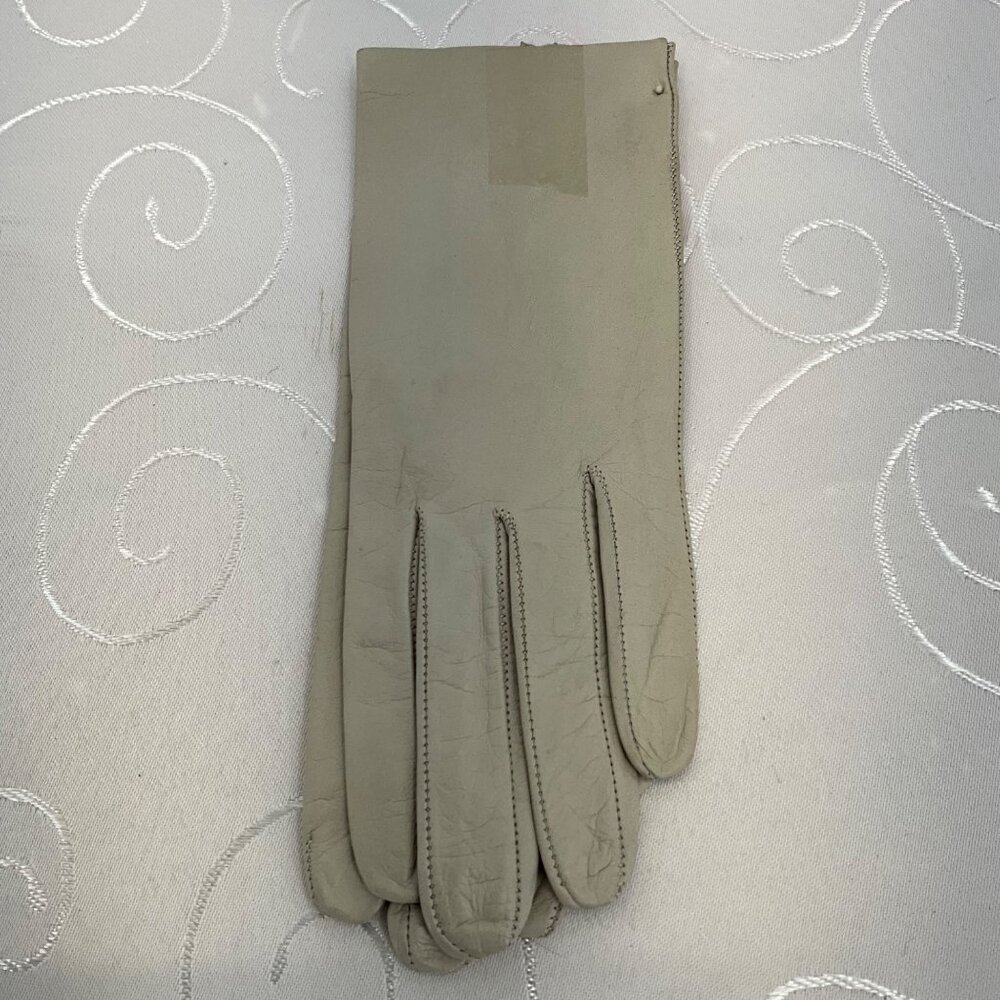 Vintage Beige Leather Gloves For Women Size 6.5